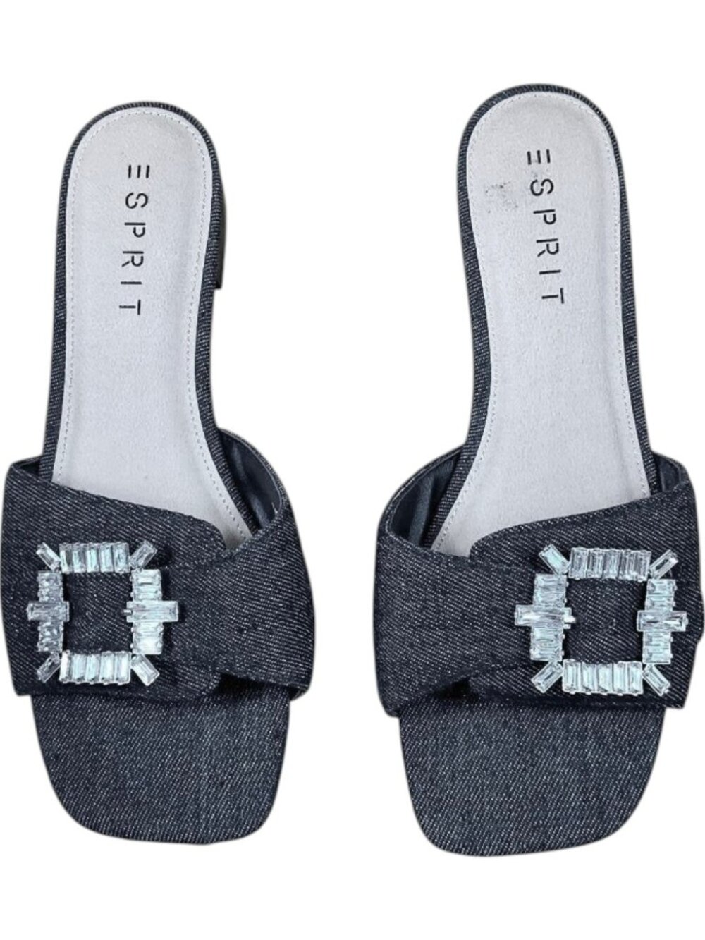 Esprit Sandals Jewel Buckle Denim Slide Black Denim (8)